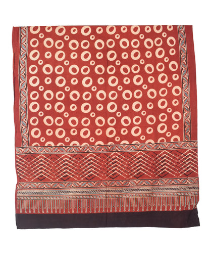 Ajrakh Cotton Natural Dye Three Colour Print | 3 Kam | Hand Block Print Dress Material with 44 Inch wide Dupatta - 2.5 Mt Top   -  SKU : AI03701L