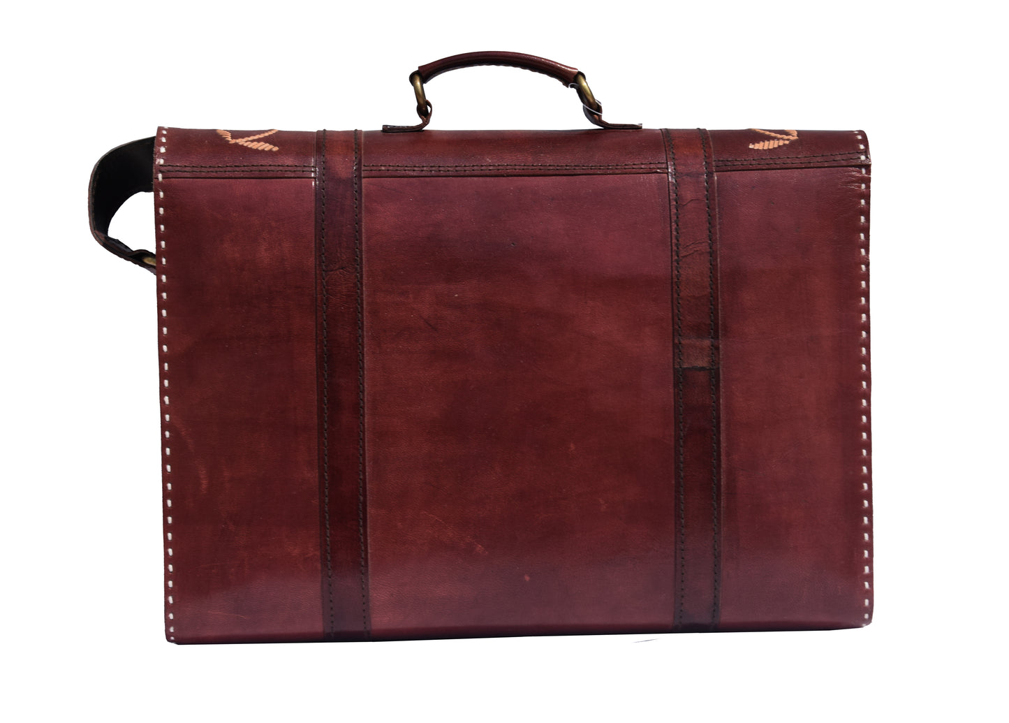 Leather Craft Punch Work Pure Leather Leathercraft Hand Made Executive Office Bag  - 27 cms Length    -  SKU : AB13301A