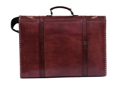 Leather Craft Punch Work Pure Leather Leathercraft Hand Made Executive Office Bag  - 27 cms Length    -  SKU : AB13301A