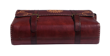 Leather Craft Punch Work Pure Leather Leathercraft Hand Made Executive Office Bag  - 27 cms Length    -  SKU : AB13301A