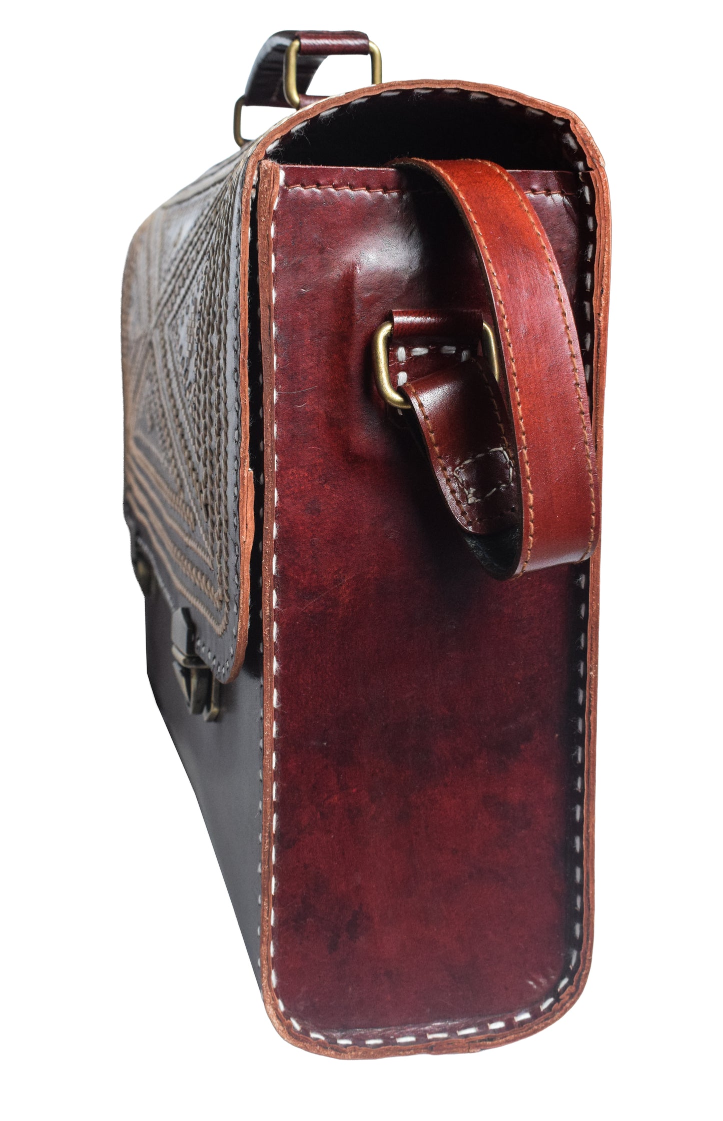 Jari Kaam - Leather Art Pure Leather Leathercraft Hand Made Executive Office Bag  - 28 cms Length    -  SKU : AB28301A