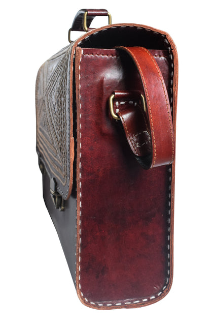 Jari Kaam - Leather Art Pure Leather Leathercraft Hand Made Executive Office Bag  - 28 cms Length    -  SKU : AB28301A