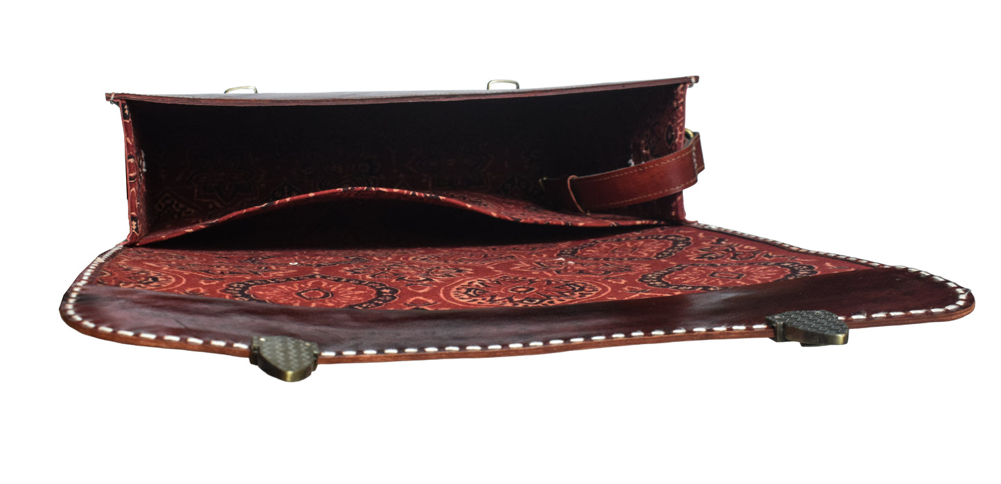 Jari Kaam - Leather Art Pure Leather Leathercraft Hand Made Executive Office Bag  - 28 cms Length    -  SKU : AB28301A