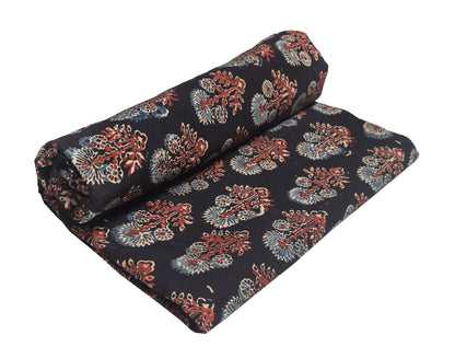 Ajrakh Cotton Natural Dye Hand Block Print Unstitched Kurta Fabric  Mtr Length  2.5 Mtr  Length  -  SKU : AI24201N