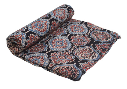 Ajrakh Cotton Natural Dye Hand Block Print Unstitched Kurta Fabric  Mtr Length  2.5 Mtr  Length  -  SKU : RM10301L