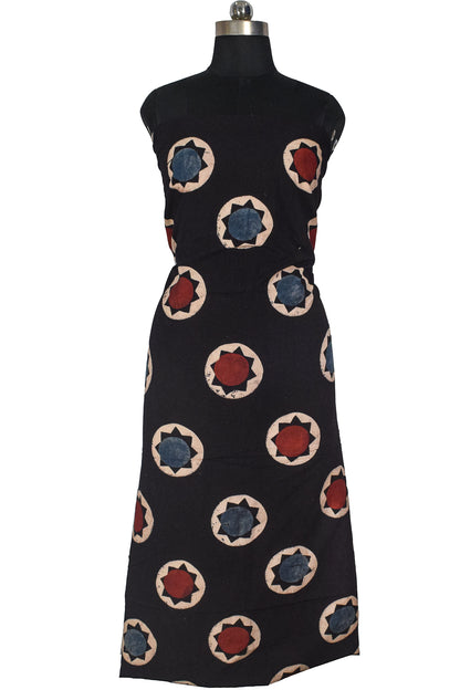Ajrakh Cotton Natural Dye Hand Block Print Unstitched Kurta Fabric  Mtr Length  3 Mtr  Length  -  SKU : AI11303A