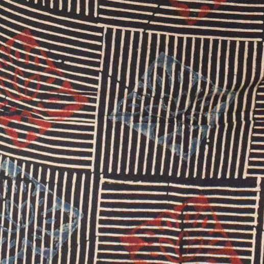 Ajrakh Cotton Natural Dye Hand Block Print Unstitched Kurta Fabric  Mtr Length  3 Mtr  Length  -  SKU : AI11303E