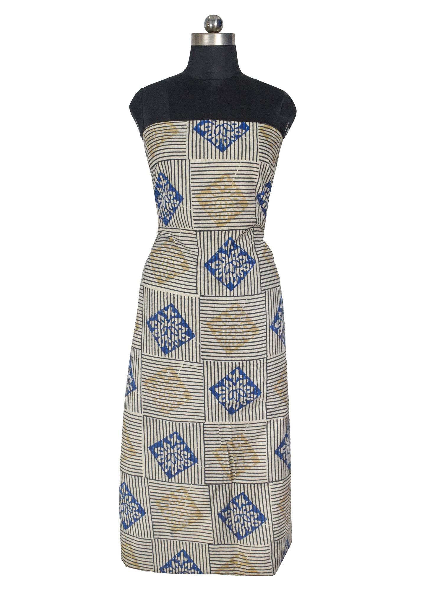 Ajrakh Cotton Natural Dye Hand Block Print Unstitched Kurta Fabric  Mtr Length  3 Mtr  Length  -  SKU : AI11303I