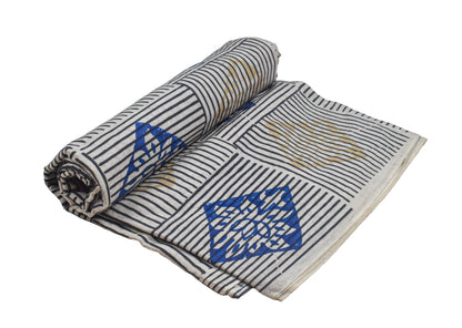 Ajrakh Cotton Natural Dye Hand Block Print Unstitched Kurta Fabric  Mtr Length  3 Mtr  Length  -  SKU : AI11303I
