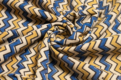 Ajrakh Cotton Natural Dye Hand Block Print Unstitched Kurta Fabric   2.5 Mtr  Length  -  SKU : ID17401Q