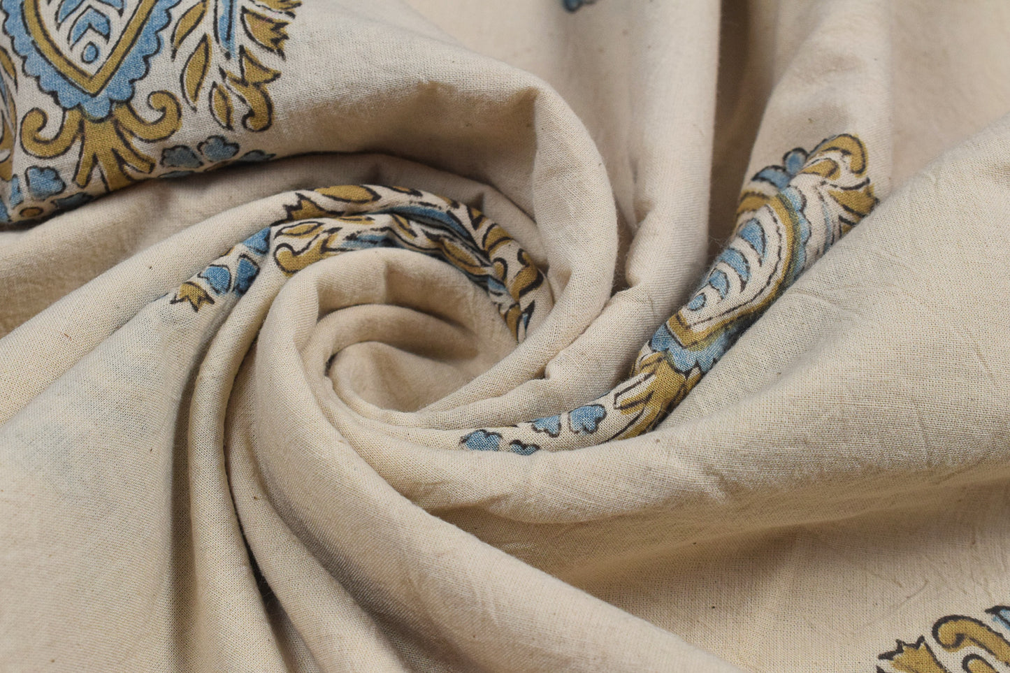 Ajrakh Cotton Natural Dye Hand Block Print Unstitched Kurta Fabric  Mtr Length  3 Mtr  Length  -  SKU : RM10301A
