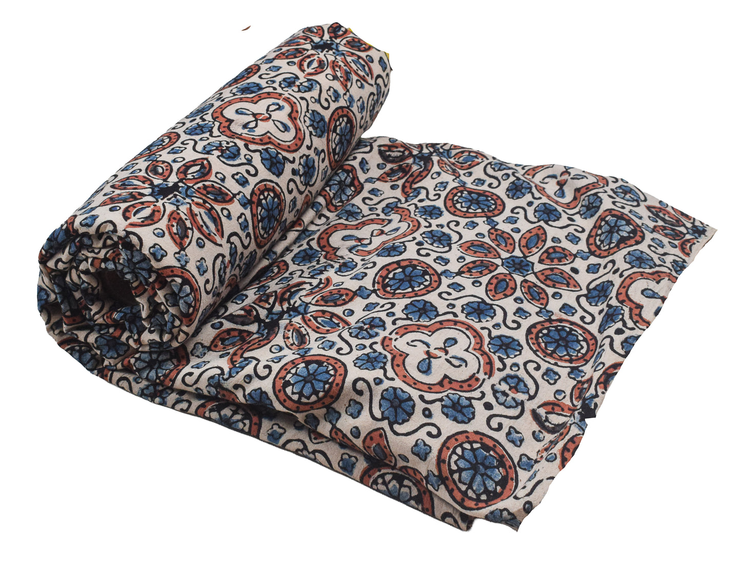 Ajrakh Cotton Natural Dye Hand Block Print Unstitched Kurta Fabric  Mtr Length  3.5 Mtr  Length  -  SKU : RM10301I