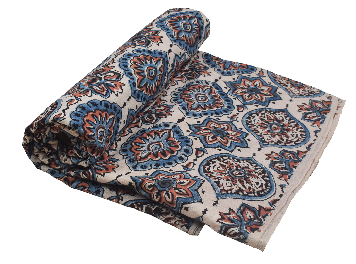 Ajrakh Cotton Natural Dye Hand Block Print Unstitched Kurta Fabric  Mtr Length  3 Mtr  Length  -  SKU : RM10301M
