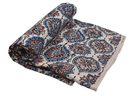 Ajrakh Cotton Natural Dye Hand Block Print Unstitched Kurta Fabric  Mtr Length  3 Mtr  Length  -  SKU : RM10301M