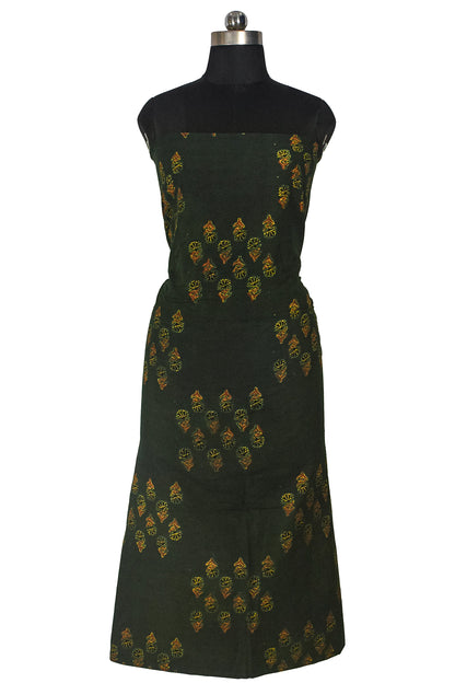 Ajrakh Cotton Natural Dye Hand Block Print Unstitched Kurta Fabric  Mtr Length  3 Mtr  Length  -  SKU : ID21B02A