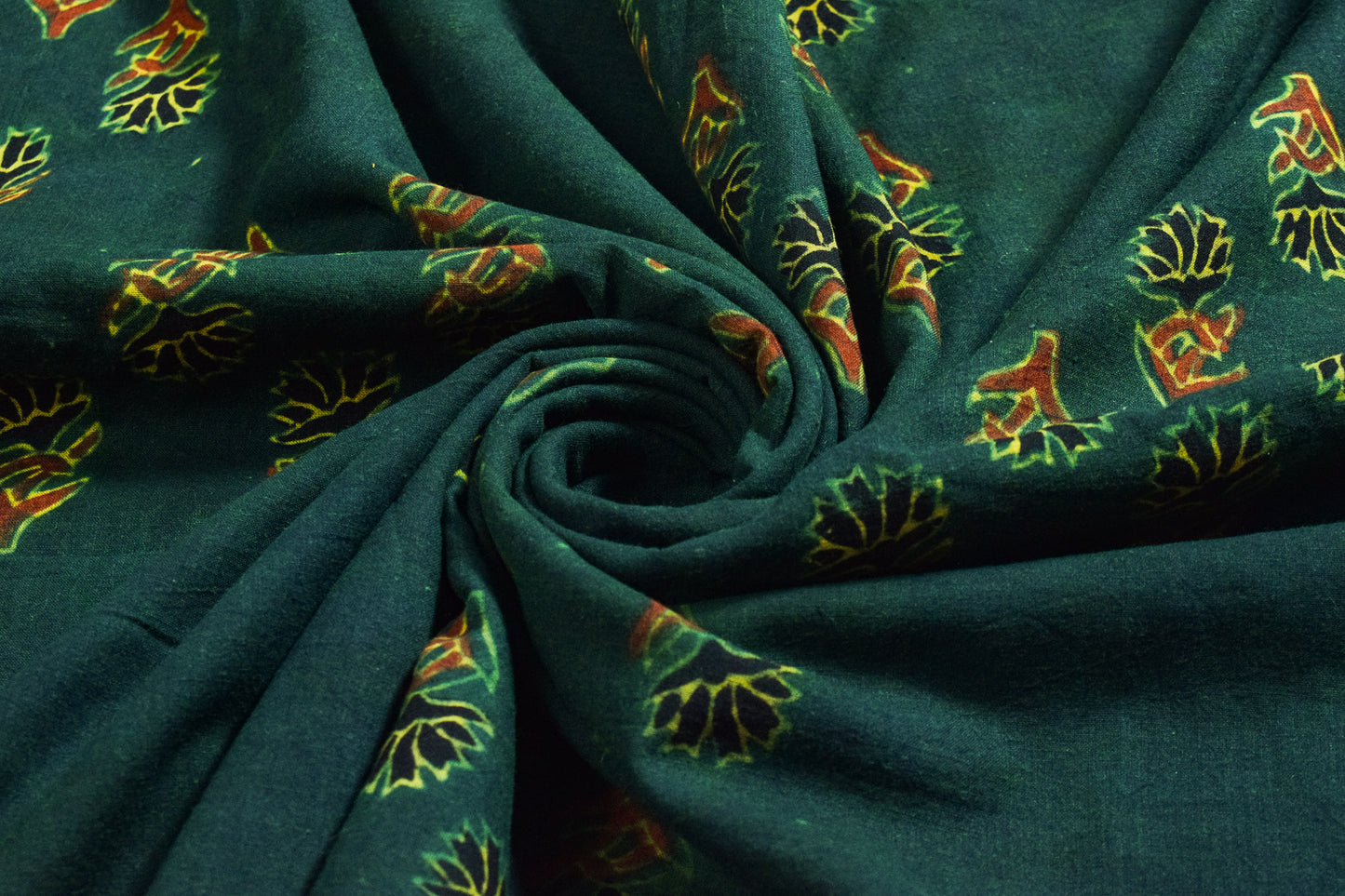 Ajrakh Cotton Natural Dye Hand Block Print Unstitched Kurta Fabric  Mtr Length  3 Mtr  Length  -  SKU : ID21B02A