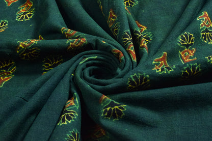 Ajrakh Cotton Natural Dye Hand Block Print Unstitched Kurta Fabric  Mtr Length  3 Mtr  Length  -  SKU : ID21B02A