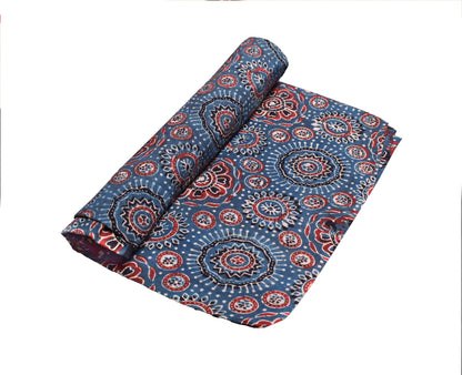Ajrakh Cotton Natural Dye Hand Block Print Fabric    2.5 Mtr  Length  -  SKU : ID21901B