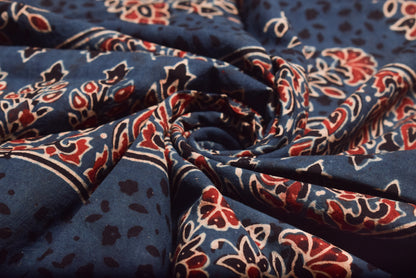 Ajrakh Cotton Natural Dye Hand Block Print Fabric    2.5 Mtr  Length  -  SKU : ID21901D