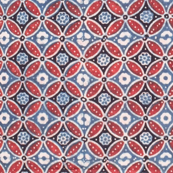 Ajrakh Cotton Natural Dye Hand Block Print Fabric    2.5 Mtr  Length  -  SKU : ID21901E