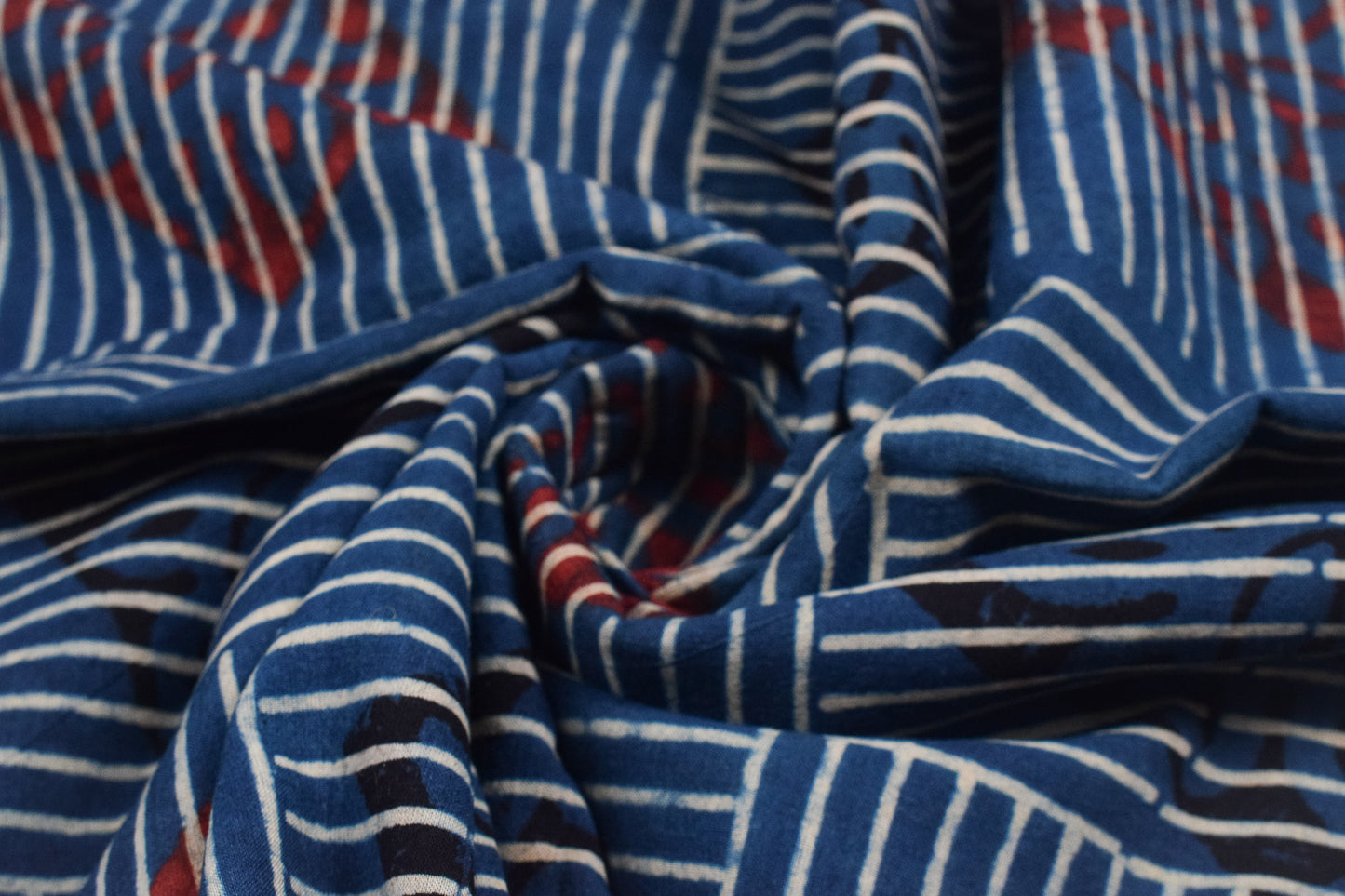 Ajrakh Cotton Natural Dye Hand Block Print Unstitched Kurta Fabric  Mtr Length  3 Mtr  Length  -  SKU : AI11303C