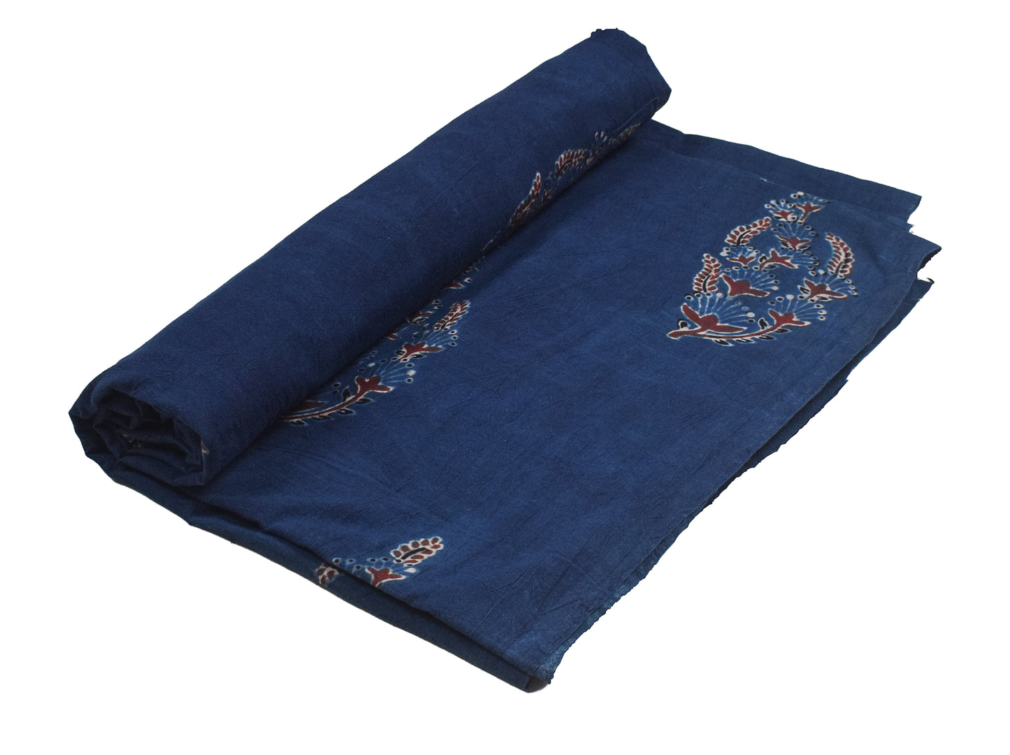 Ajrakh Cotton Natural Dye Hand Block Print Unstitched Kurta Fabric  Mtr Length  3 Mtr  Length  -  SKU : RM10301B