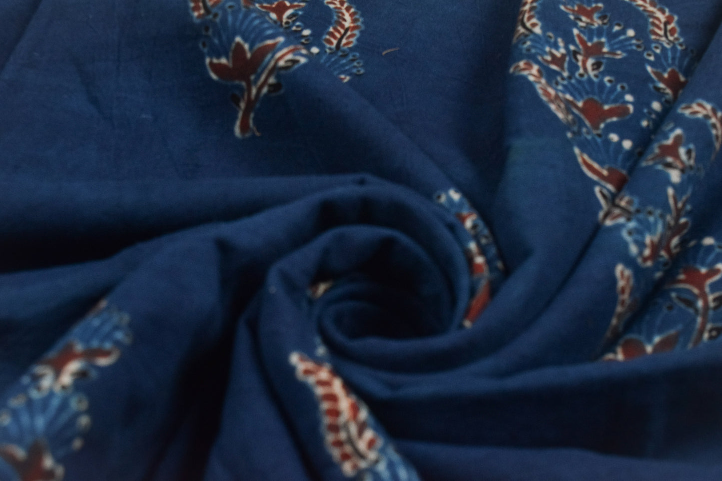 Ajrakh Cotton Natural Dye Hand Block Print Unstitched Kurta Fabric  Mtr Length  3 Mtr  Length  -  SKU : RM10301B