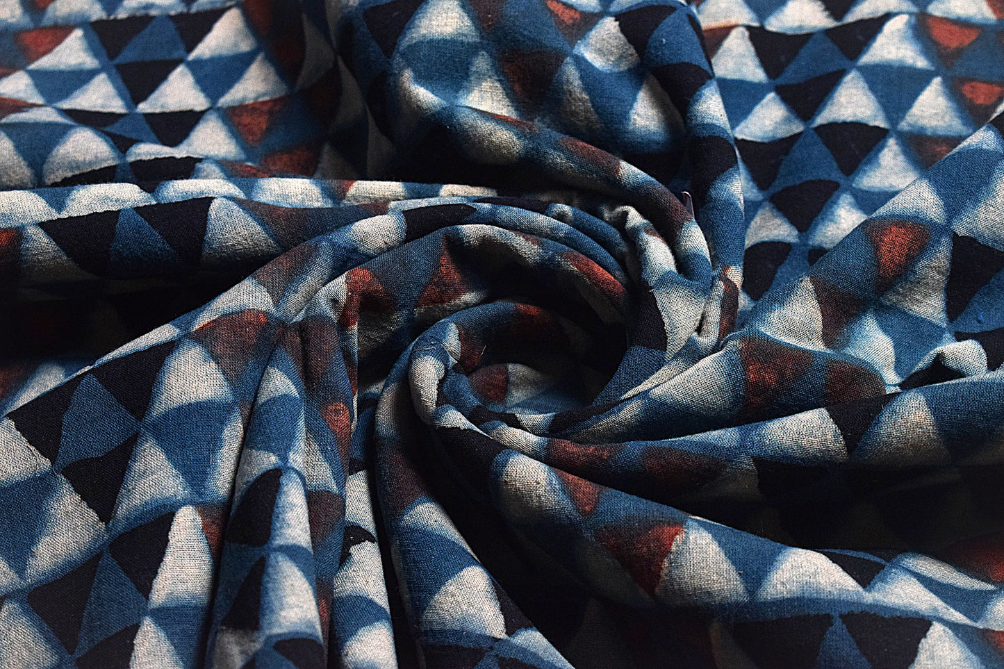 Ajrakh Cotton Natural Dye Hand Block Print Unstitched Kurta Fabric  Mtr Length  2.5 Mtr  Length  -  SKU : RM10301T