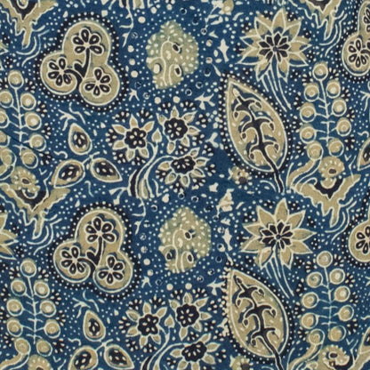 Ajrakh Cotton Natural Dye Hand Block Print Unstitched Kurta Fabric   2.5 Mtr  Length  -  SKU : ID17401H
