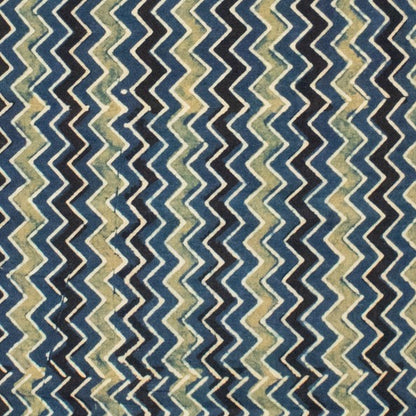 Ajrakh Cotton Natural Dye Hand Block Print Unstitched Kurta Fabric   2.5 Mtr  Length  -  SKU : ID17401N