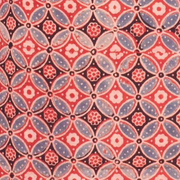Ajrakh Cotton Natural Dye Hand Block Print Fabric    2.5 Mtr  Length  -  SKU : ID21901Y