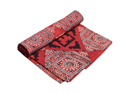 Ajrakh Cotton Natural Dye Hand Block Print Fabric    2.5 Mtr  Length  -  SKU : ID2190AB