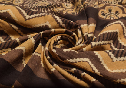 Ajrakh Cotton Natural Dye Hand Block Print Fabric    2.5 Mtr  Length  -  SKU : ID21901U