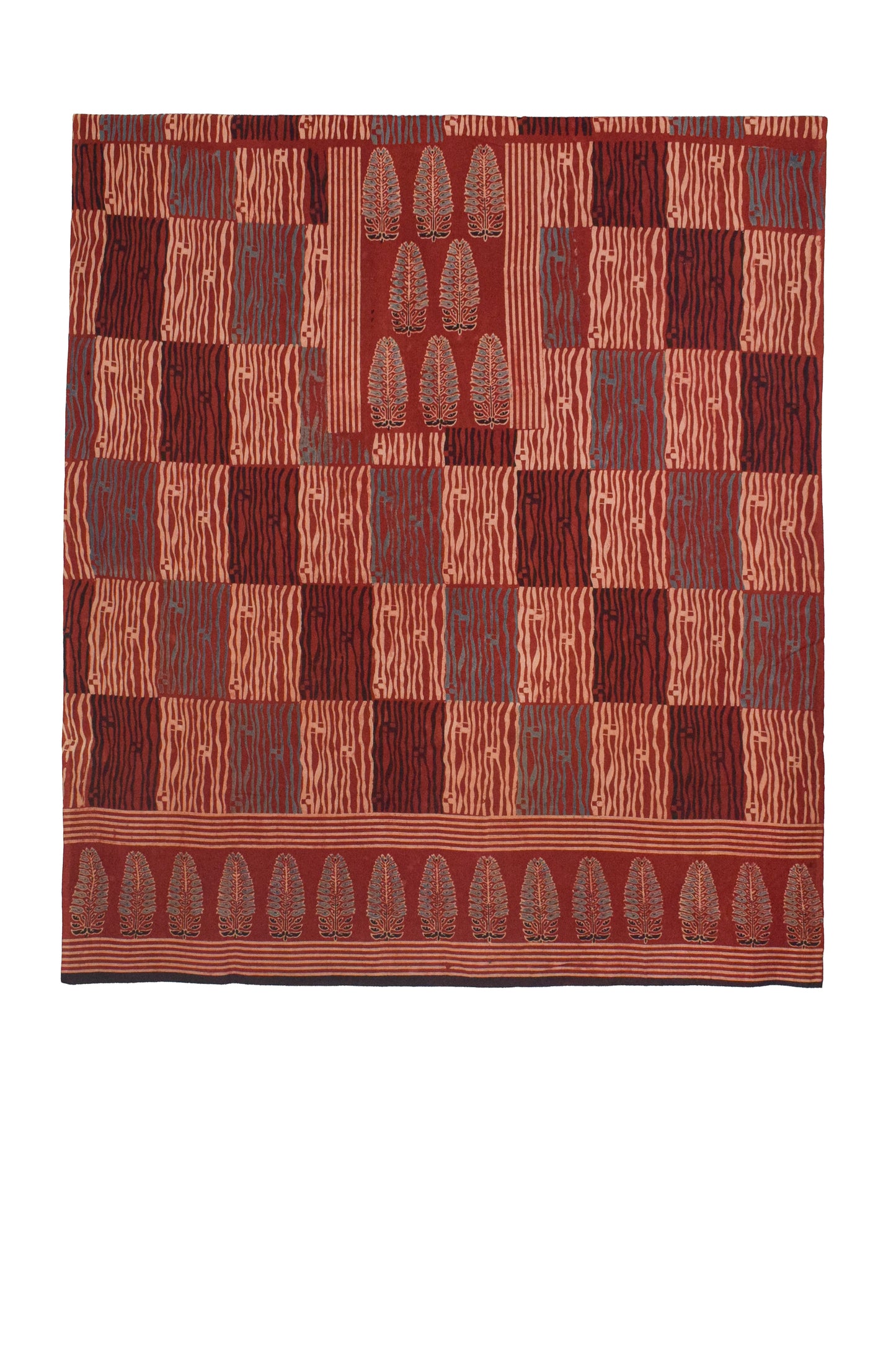 Ajrakh Cotton Natural Dye Hand Block Print Unstitched Kurta Fabric 2.5 Mtr  Length  -  SKU : MS25801C