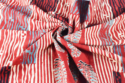 Ajrakh Cotton Natural Dye Hand Block Print Unstitched Kurta Fabric 2.5 Mtr  Length  -  SKU : MS25801C