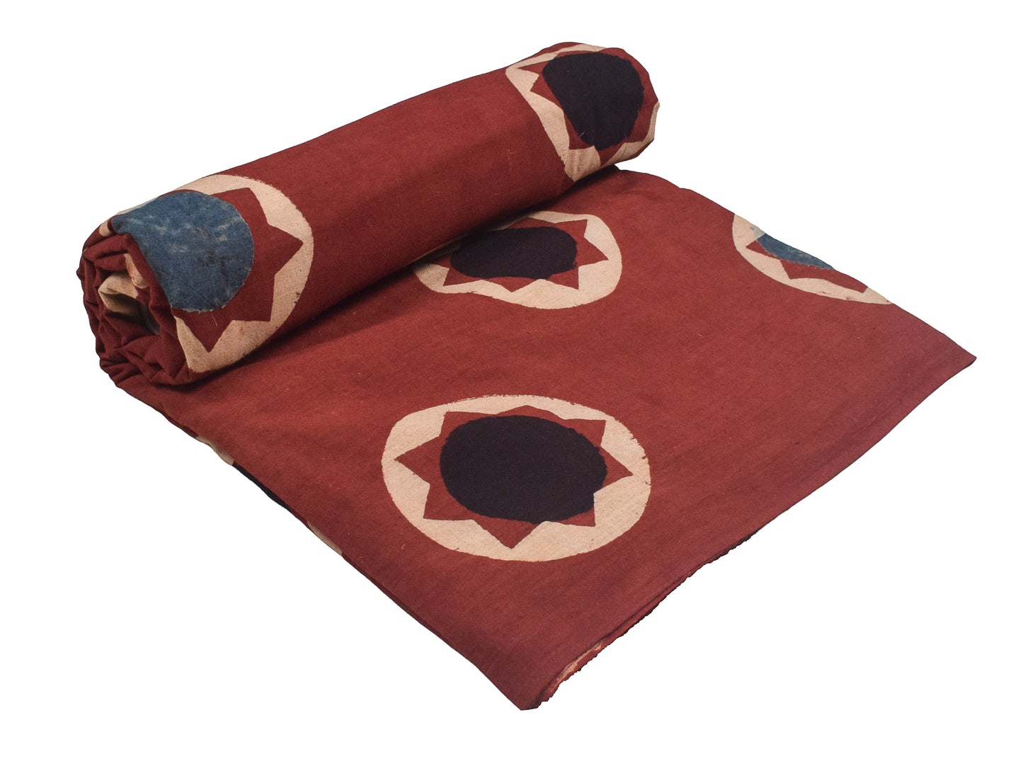 Ajrakh Cotton Natural Dye Hand Block Print Unstitched Kurta Fabric  Mtr Length  3 Mtr  Length  -  SKU : AI11303B