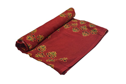 Ajrakh Cotton Natural Dye Hand Block Print Unstitched Kurta Fabric  Mtr Length  3 Mtr  Length  -  SKU : ID21B02C
