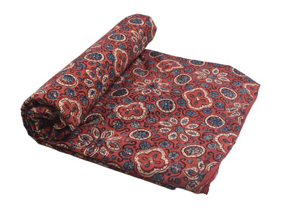 Ajrakh Cotton Natural Dye Hand Block Print Unstitched Kurta Fabric  Mtr Length  3 Mtr  Length  -  SKU : RM10301C