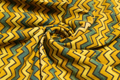 Ajrakh Cotton Natural Dye Hand Block Print Unstitched Kurta Fabric   2.5 Mtr  Length  -  SKU : ID17401J