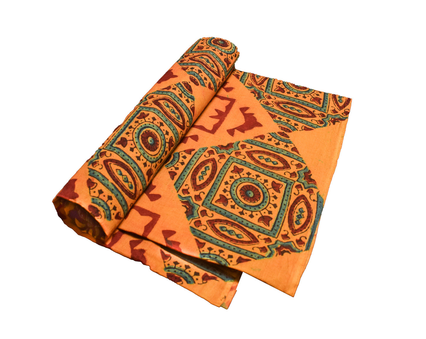 Ajrakh Cotton Natural Dye Hand Block Print Fabric    2.5 Mtr  Length  -  SKU : ID2190AI