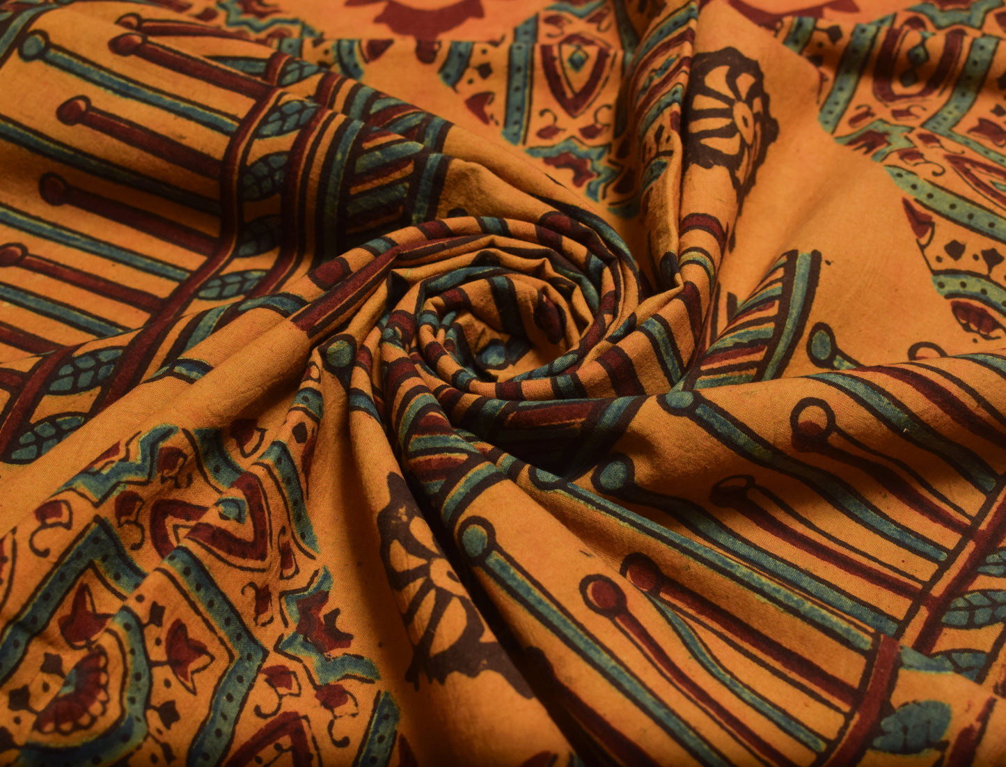 Ajrakh Cotton Natural Dye Hand Block Print Fabric    2.5 Mtr  Length  -  SKU : ID2190AI