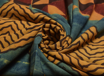 Ajrakh Cotton Natural Dye Hand Block Print Fabric    2.5 Mtr  Length  -  SKU : ID2190AL