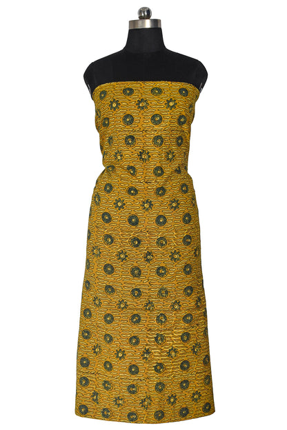 Ajrakh Cotton Natural Dye Hand Block Print Unstitched Kurta Fabric  Mtr Length  3 Mtr  Length  -  SKU : ID21B02B