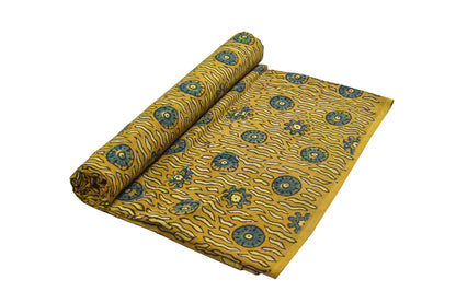 Ajrakh Cotton Natural Dye Hand Block Print Unstitched Kurta Fabric  Mtr Length  3 Mtr  Length  -  SKU : ID21B02B