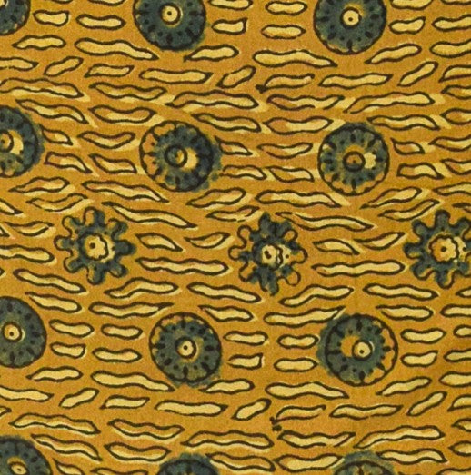 Ajrakh Cotton Natural Dye Hand Block Print Unstitched Kurta Fabric  Mtr Length  3 Mtr  Length  -  SKU : ID21B02B
