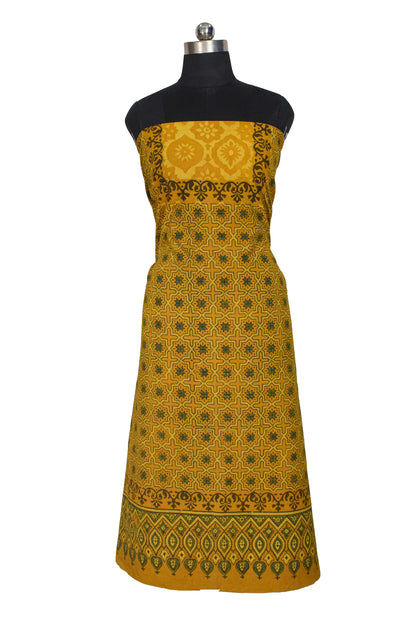 Ajrakh Cotton Natural Dye Hand Block Print Unstitched Kurta Fabric 2.5 Mtr  Length  -  SKU : MS25801B