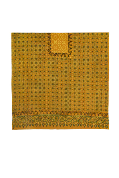 Ajrakh Cotton Natural Dye Hand Block Print Unstitched Kurta Fabric 2.5 Mtr  Length  -  SKU : MS25801B