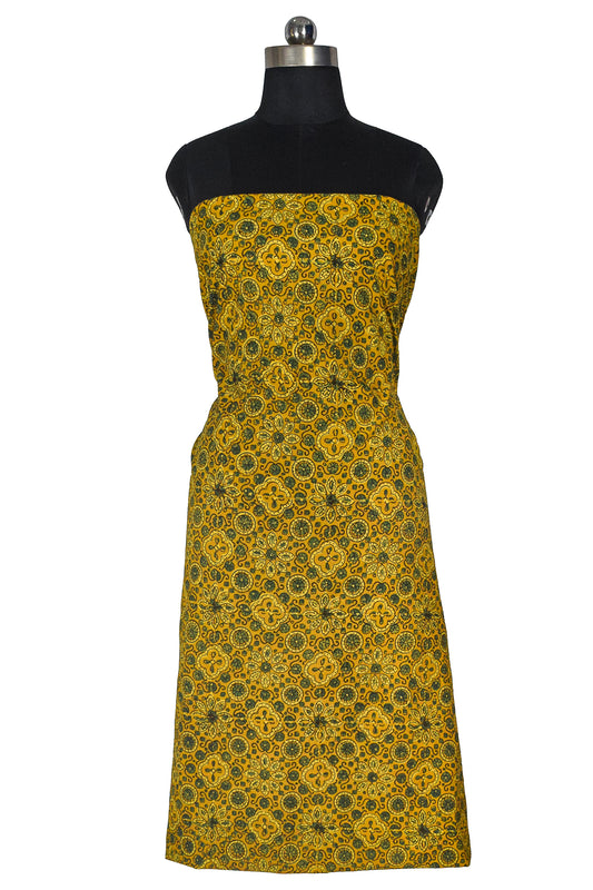Ajrakh Cotton Natural Dye Hand Block Print Unstitched Kurta Fabric  Mtr Length  2.25 Mtr  Length  -  SKU : RM10301E