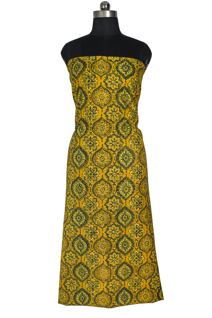 Ajrakh Cotton Natural Dye Hand Block Print Unstitched Kurta Fabric  Mtr Length  3 Mtr  Length  -  SKU : RM10301P