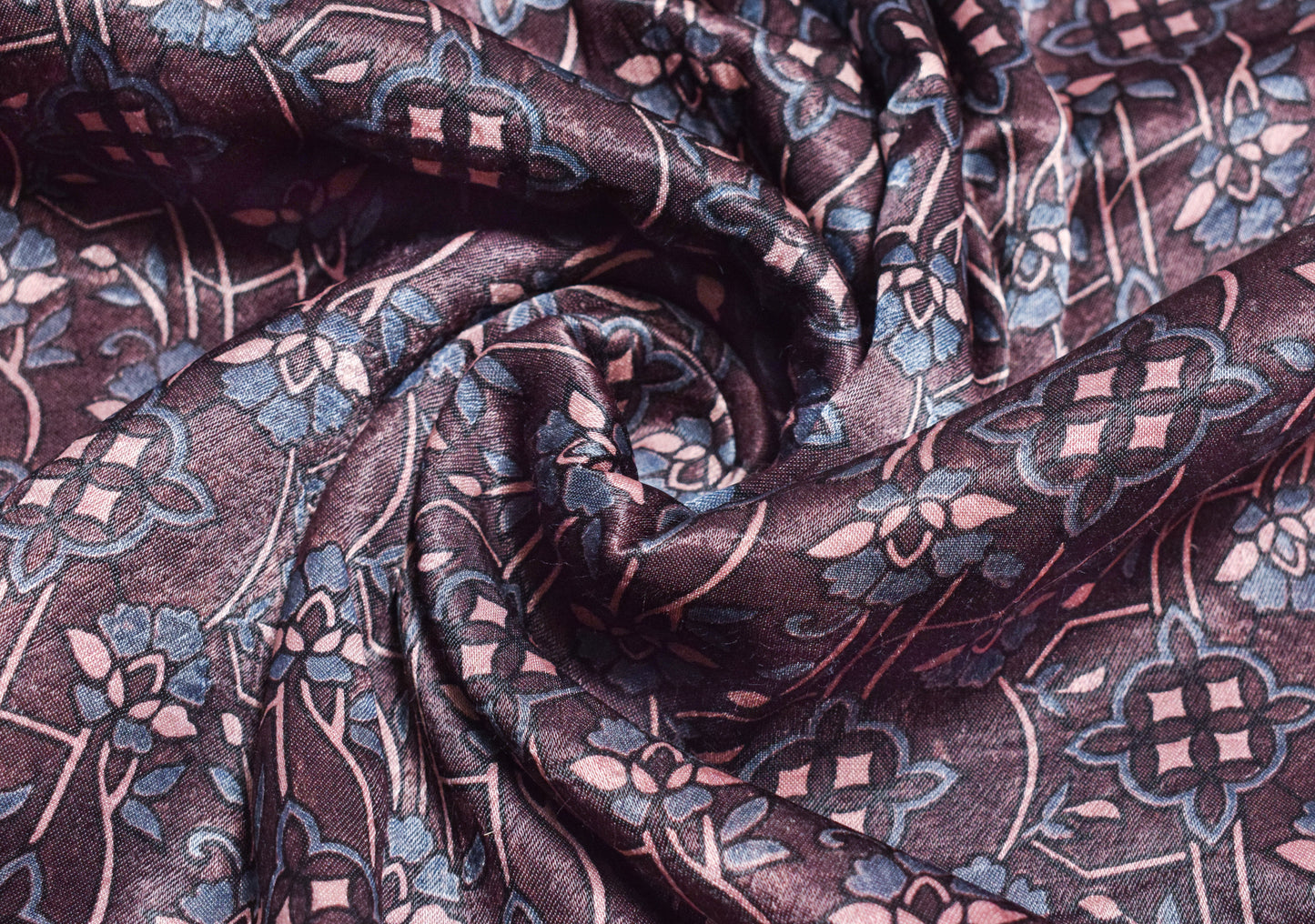 Ajrakh Mashru Silk Natural Dye Hand Block Print Unstitched Kurta Fabric    2.5 Mtr  Length  -  SKU : HM25B01B